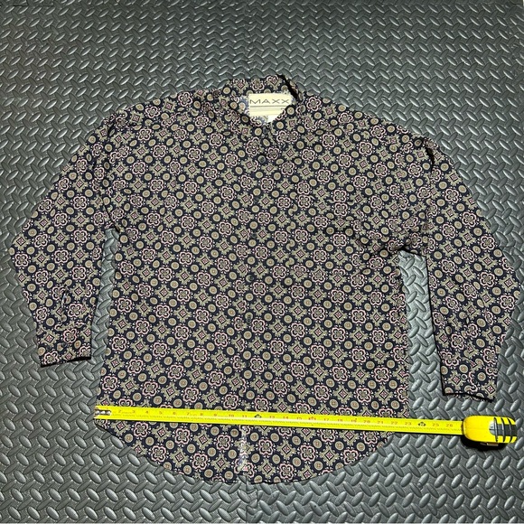 Vintage MAXX FM Shirt Mens Size Large Geometric Abstract Print Rayon Top 90s USA - Picture 8 of 10
